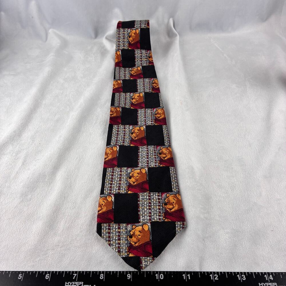 Disney Tie Rack Winnie the Pooh Mens Necktie 100% Silk Made in Italy Career Gift